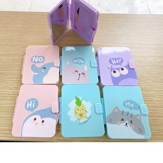 Gương trang điểm mini bỏ túi kèm lược