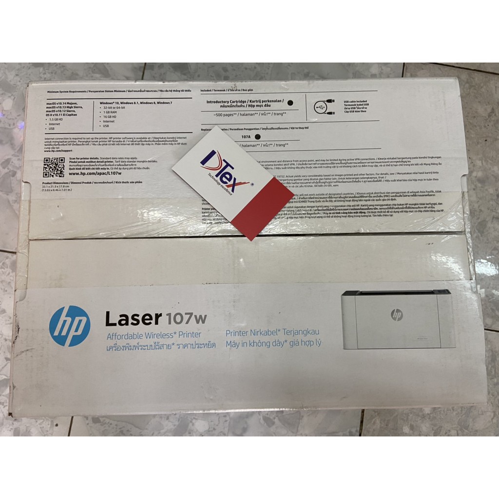 Máy in HP Laser 107w 4ZB78A, có sẳn hộp mực hp 107a theo máy - in qua Wifi -  Hàng chính hãng