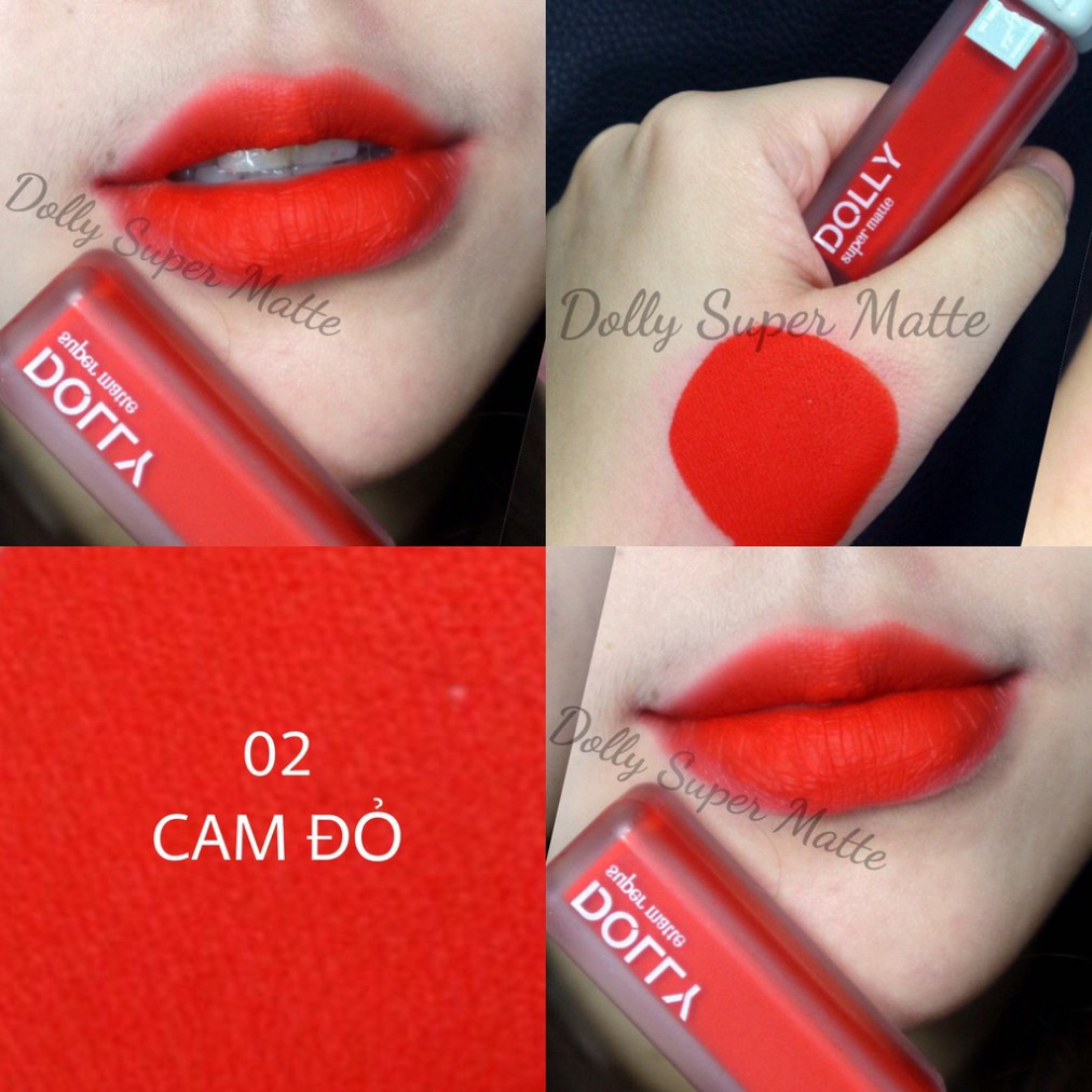 Son Kem Lì Dolly Super Matte Không Chì Màu Cam Đỏ  02 [Tách Sét] | BigBuy360 - bigbuy360.vn