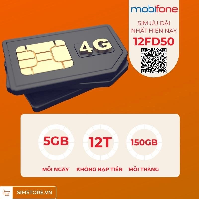 Sim 4G Mobifone MDT250A 12FD50 dùng miễn phí 4G trong 1 năm , Simstore