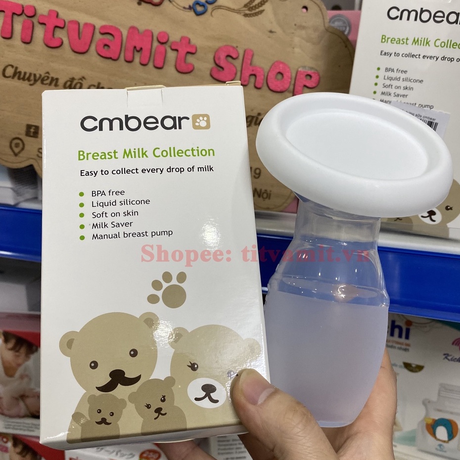 [CÓ NẮP ĐẬY] Cốc hứng sữa Cmbear, Phễu hứng sữa Cmbear Silicon không BPA an toàn và tiện lợi cho mẹ