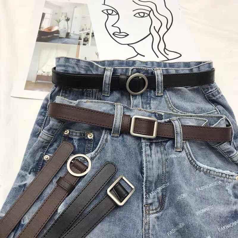 THẮT LƯNG DA NAM NỮ ULZZANG , DÂY NỊT DA, BELT DA  BẢN NHỎ 2,5Cm DÂY NỊT ULZZANG MẶT CHỮ NHẬT STYLE HÀN QUỐC XỊN ĐẸP