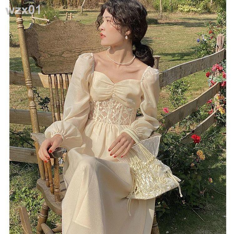 Alice Garden Kiểu Pháp ren rỗng trang nhã váy cổ điển, xuân hè mới 2021
