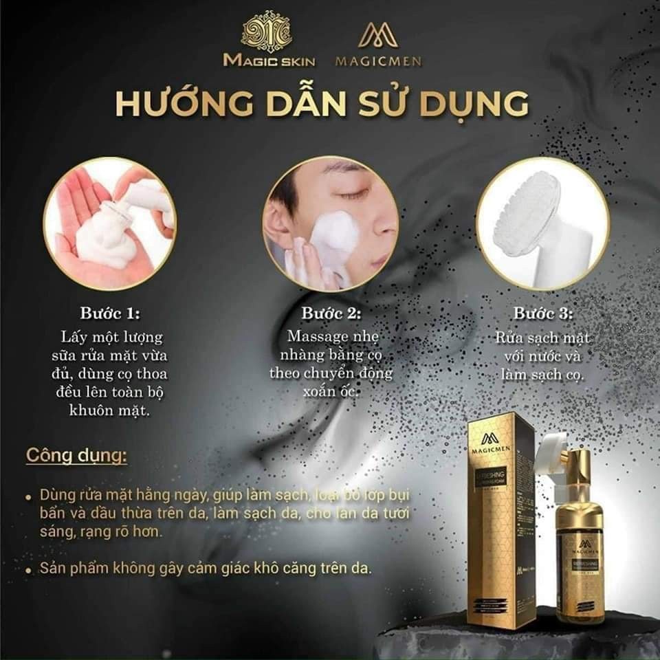 Sữa rửa mặt bọt Magic Skin cho NAM MagicMen Refreshing Cleansing Foam for MEN 👍 KIỀM DẦU, HƯƠNG THƠM NAM TÍNH