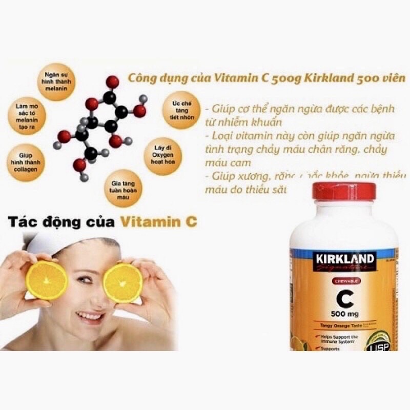 Kẹo ngậm Vitamin C Kirkland hộp 500 viên của Mỹ