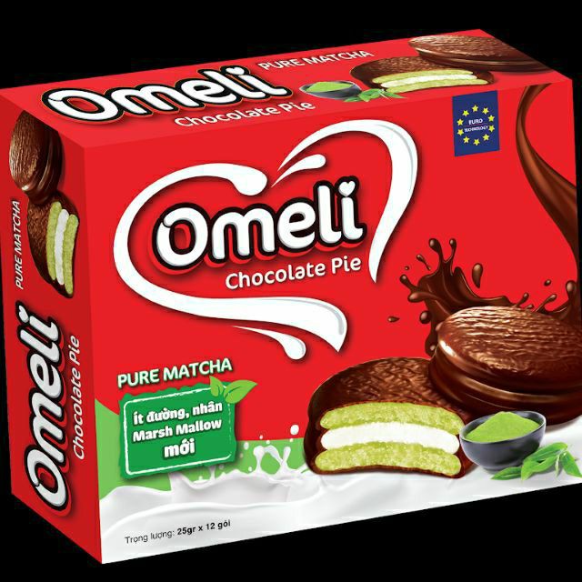 bánh omeli chocolate pie rắc dừa. ít đường mới hộp 12 gói ×25g