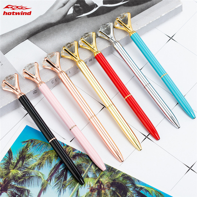 Bút bi thiết kế gắn viên kim cương pha lê giả thời trang cho trường học/văn phòng