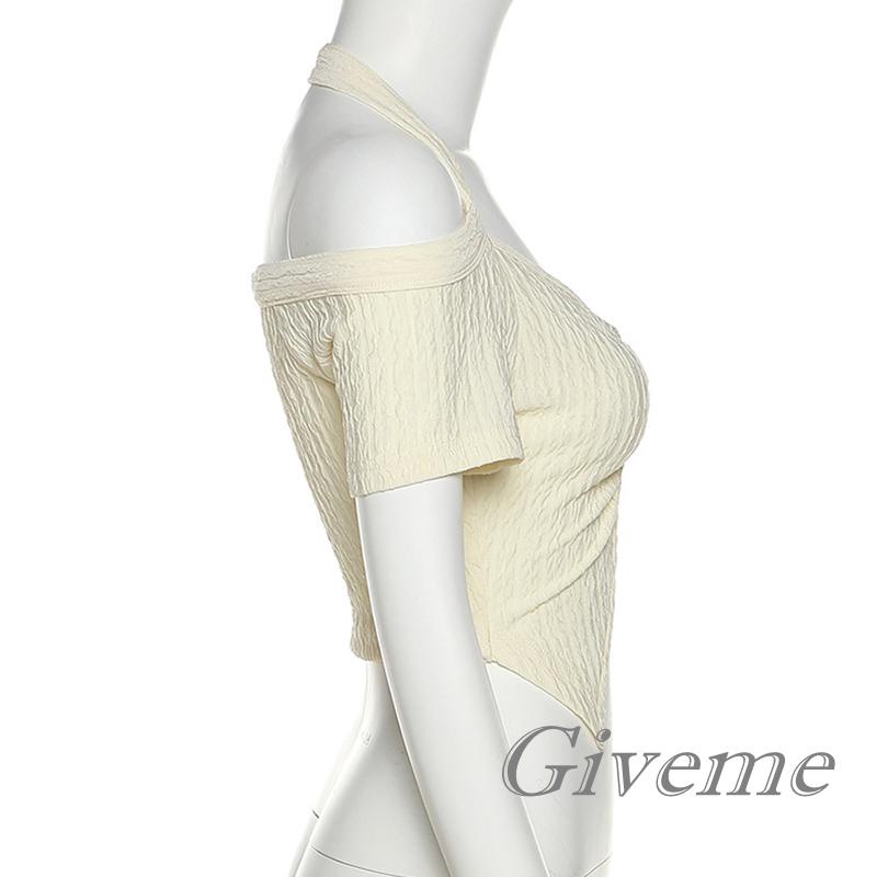 Áo Thun Tay Ngắn Cổ Chữ V Hở Rốn Màu Trơn Thời Trang Cho Nữ