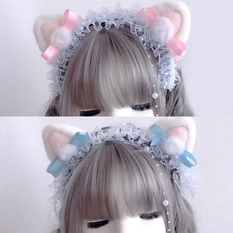 Băng Đô Tai Gấu Phối Ren Phong Cách Lolita