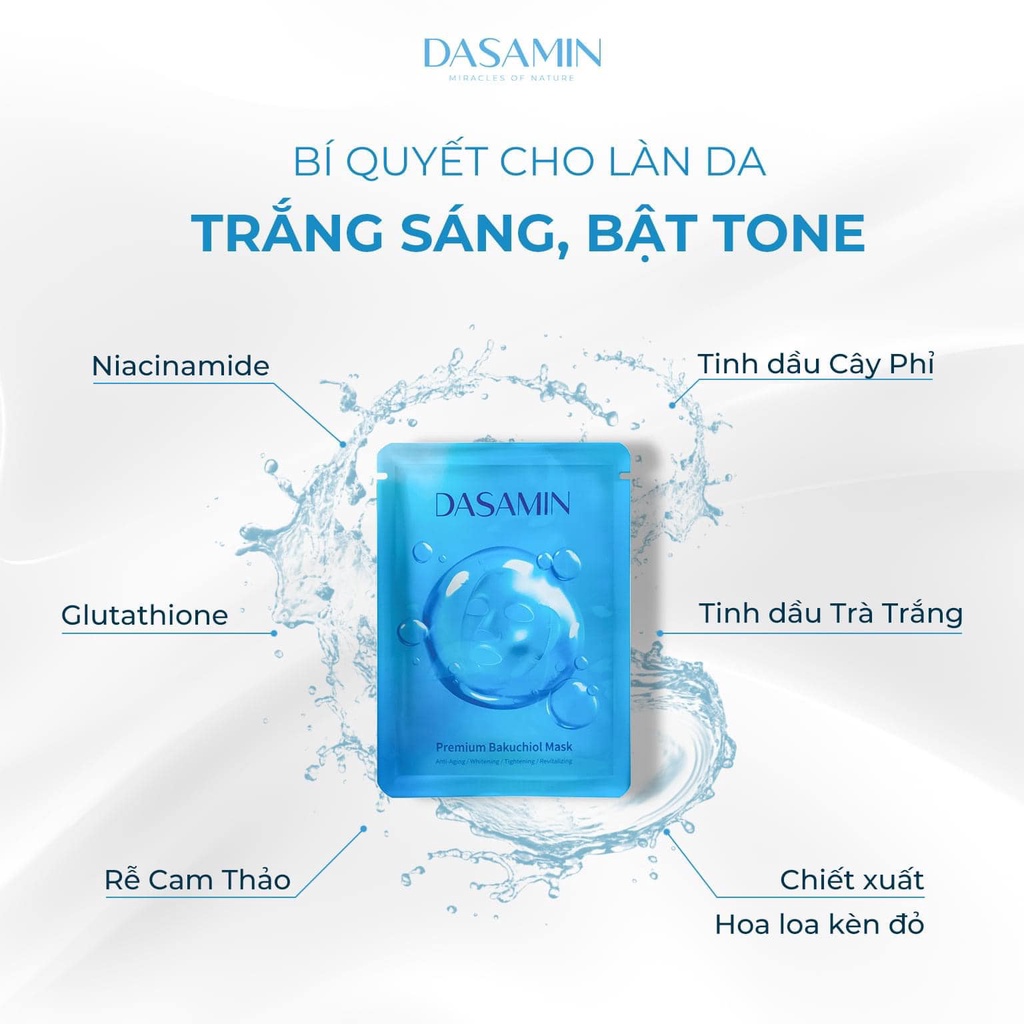Mặt Nạ Giấy Dưỡng Da Dasamin Premium Bakuchiol Mask Mặt Nạ Phủ Bóng Trắng Da
