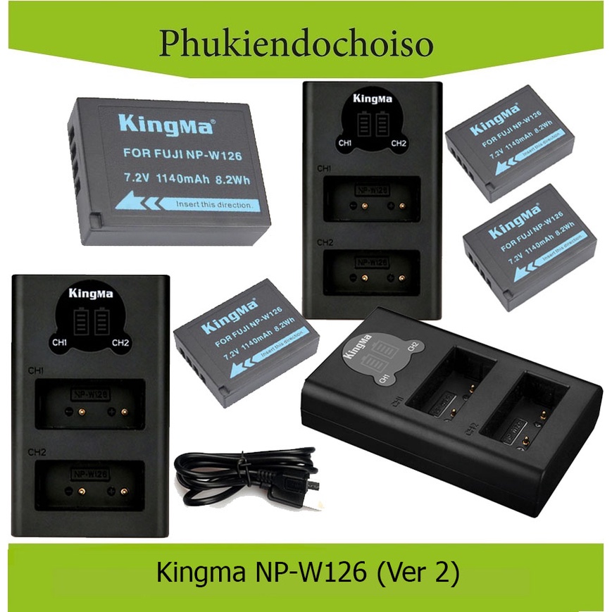 Pin sạc Kingma Ver 2 cho Fujifilm NP-W126 (Nhiều lựa chọn)