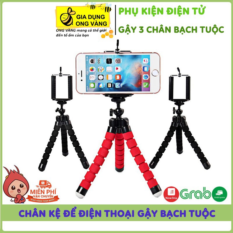 Trùm Giá Tốt - Tripod Bạch Tuộc 3 Chân Để Điện Thoại Để Bàn, Cầm Tay, Tặng Kèm Kẹp Điện Thoại