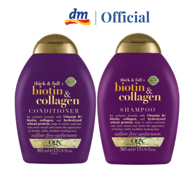 Dầu gội xả OGX Thick &amp; full + biotin &amp; collagen 385ml Đức