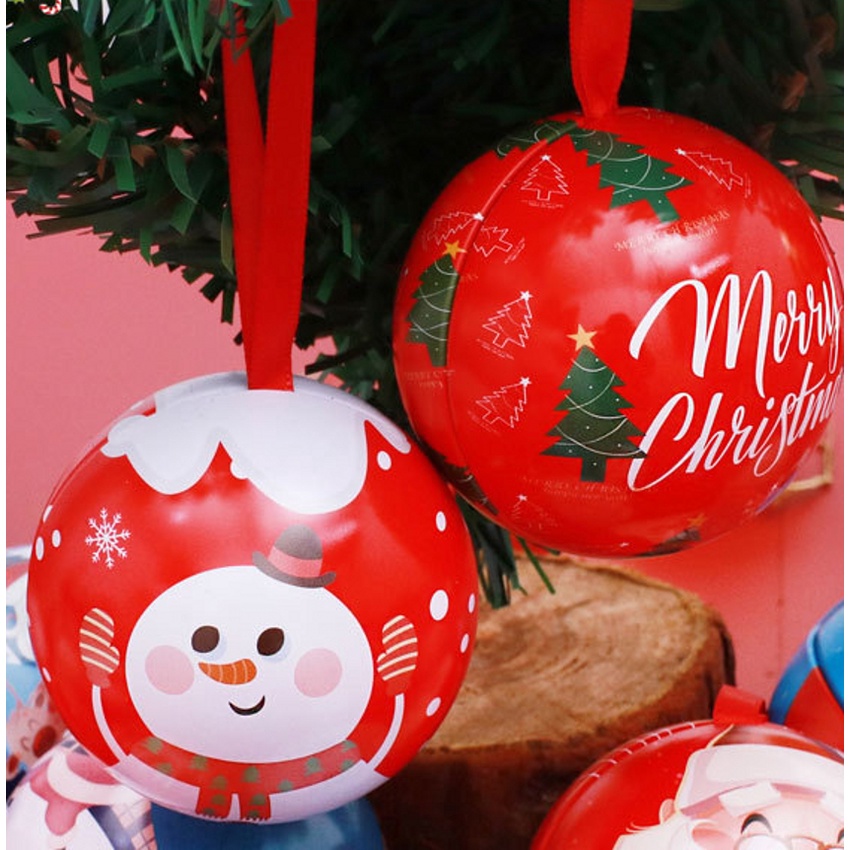 Hộp Đựng Kẹo Bằng Thiếc Hình Ông Già Noel / Người Tuyết Dễ Thương Có Thể Tháo Rời Trang Trí Cây Thông Giáng Sinh Ốp