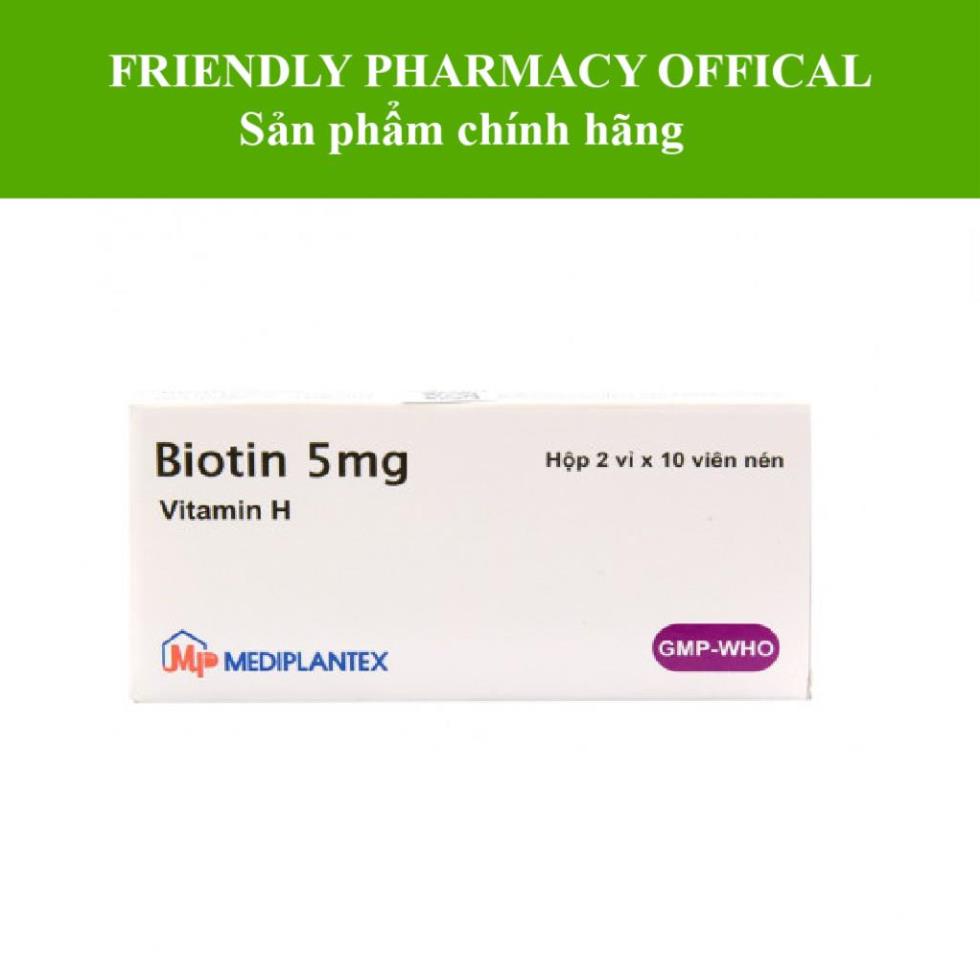 Biotin – Bổ sung vitamin H (B7), vitamin B5 cải thiện giúp tóc mọc nhanh, dày và móng khỏe, giảm gãy (Hộp 20 viên)