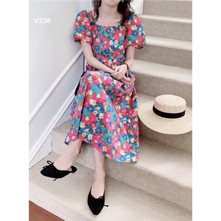 Váy thô hoa cổ vuông