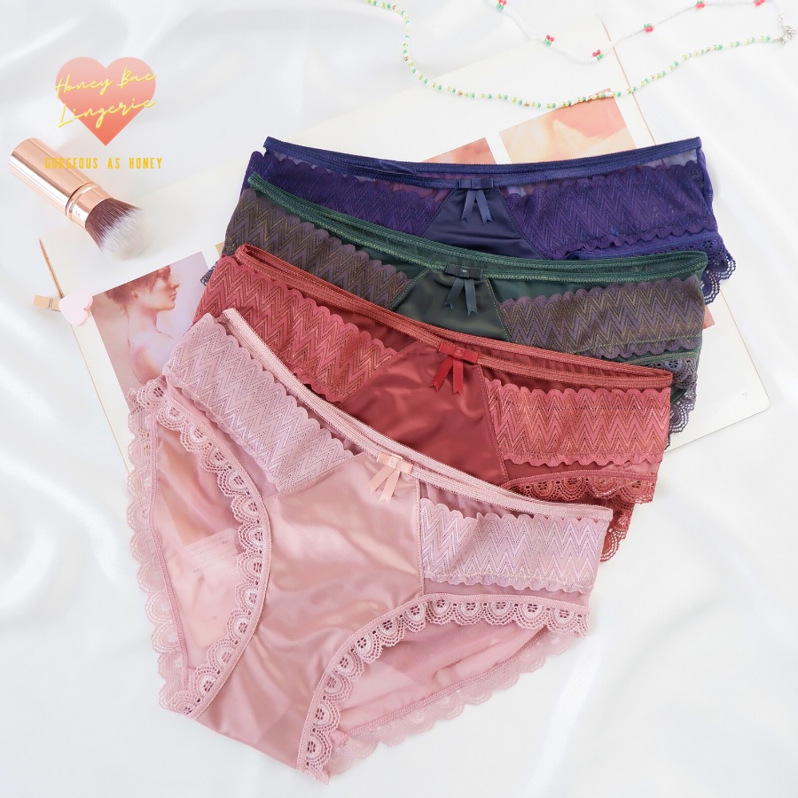 Quần Lót Nữ Lụa Cao Cấp viền ren cạp ren quyến rũ sang trọng gợi cảm kháng khuẩn mềm mại sexy LUA001 Honey Bae Nội Y | BigBuy360 - bigbuy360.vn