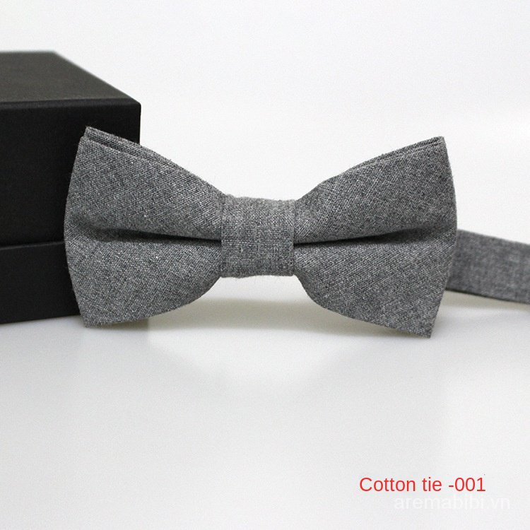 Cà vạt nơ màu trơn chất liệu cotton thời trang lịch lãm cho nam