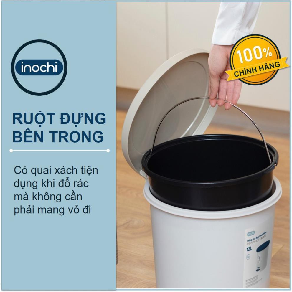 [ Có lõi] Thùng Rác Nhựa , Đạp Chân Nắp Tròn inochi 6L 12 Lít Sọt Rác Văn Phòng mini thông minh