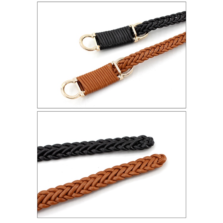 Thắt lưng da tết bản nhỏ xinh xắn kiểu dáng vintage TTL182