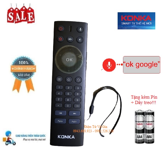 Remote Điều khiển tivi KONKA giọng nói kiêm chuột bay- Hàng chính hãng theo TV mới 100% Tặng kèm Pin + Dây treo