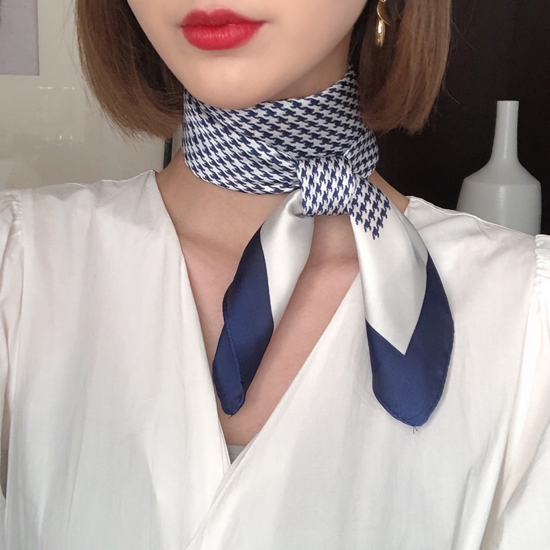 Khăn vuông lụa 70cm nữ công sở đẹp cao cấp- khăn turban quấn túi quấn tóc làm áo yếm- Caro nhỏ
