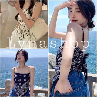 Áo 2 dây 🌸 Áo yếm thổ cẩm nhà Lyna có đệm mút 3 màu xinh xắn thiết kế thắt nơ lưng cá tính phong cách Ulzzang sang xinhh