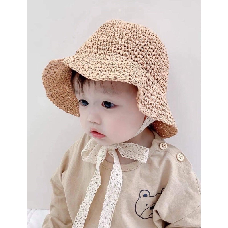 [MŨ] Mũ đi biển có dây điều chỉnh cho bé( vòng đầu 48cm)
