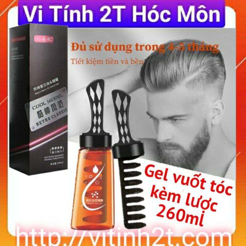 CHAI GEL TẠO KIỂU TÓC NHANH CHÓNG , 260ML KÈM LƯỢC. Gel vuốt tóc kèm lược  260ml