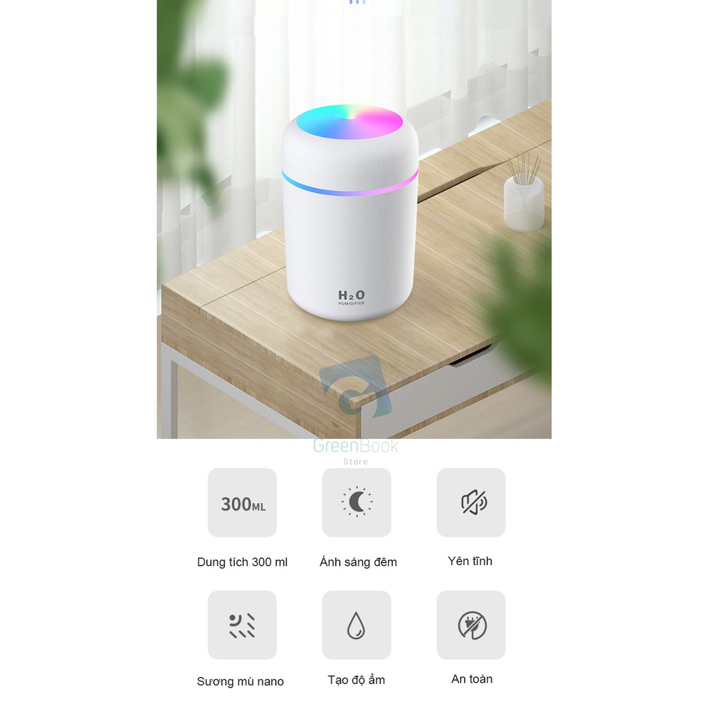 Máy Xông Tinh Dầu Máy Phun Sương Mini Đèn LED Xoay Vòng Nhiều Màu Sắc Tạo Độ Ẩm Khuếch Tán Tinh Dầu MIGU.VN