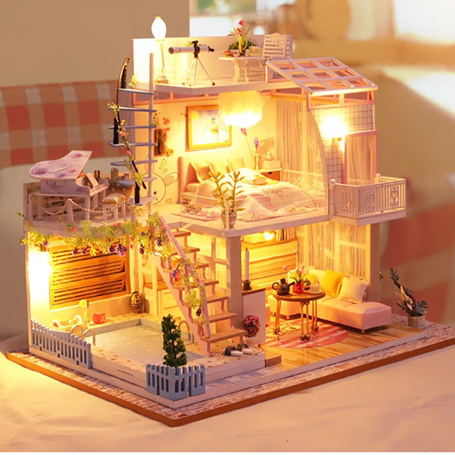 Mô hình đồ chơi 3D lắp ráp gỗ vật dụng trang  có đèn P05