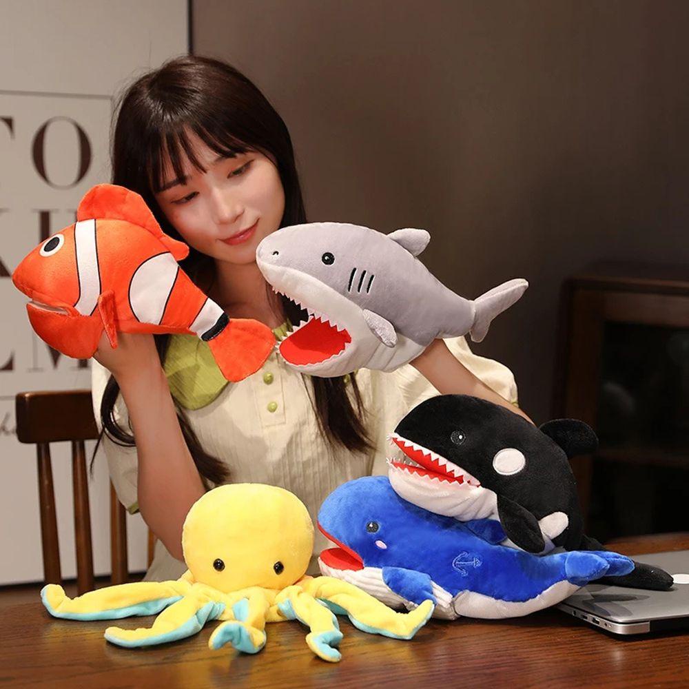 Con Rối Đeo Tay Hình Cá Mập / Bạch Tuộc Nhồi Bông Mềm Mại Hỗ Trợ Giáo Dục Bé