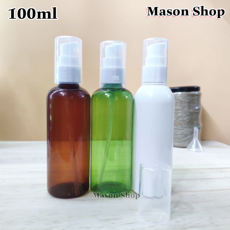 LỌ CHIẾT MỸ PHẨM dạng vòi NHẤN GIỌT GEL 50ml/100ml VỎ BÌNH CHAI NHỰA PET Trắng/Nâu/Xanh lá giá sỉ rẻ