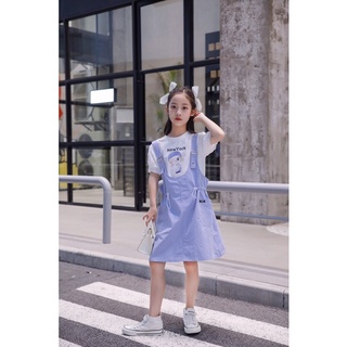 Set áo váy yếm bé gái lớn