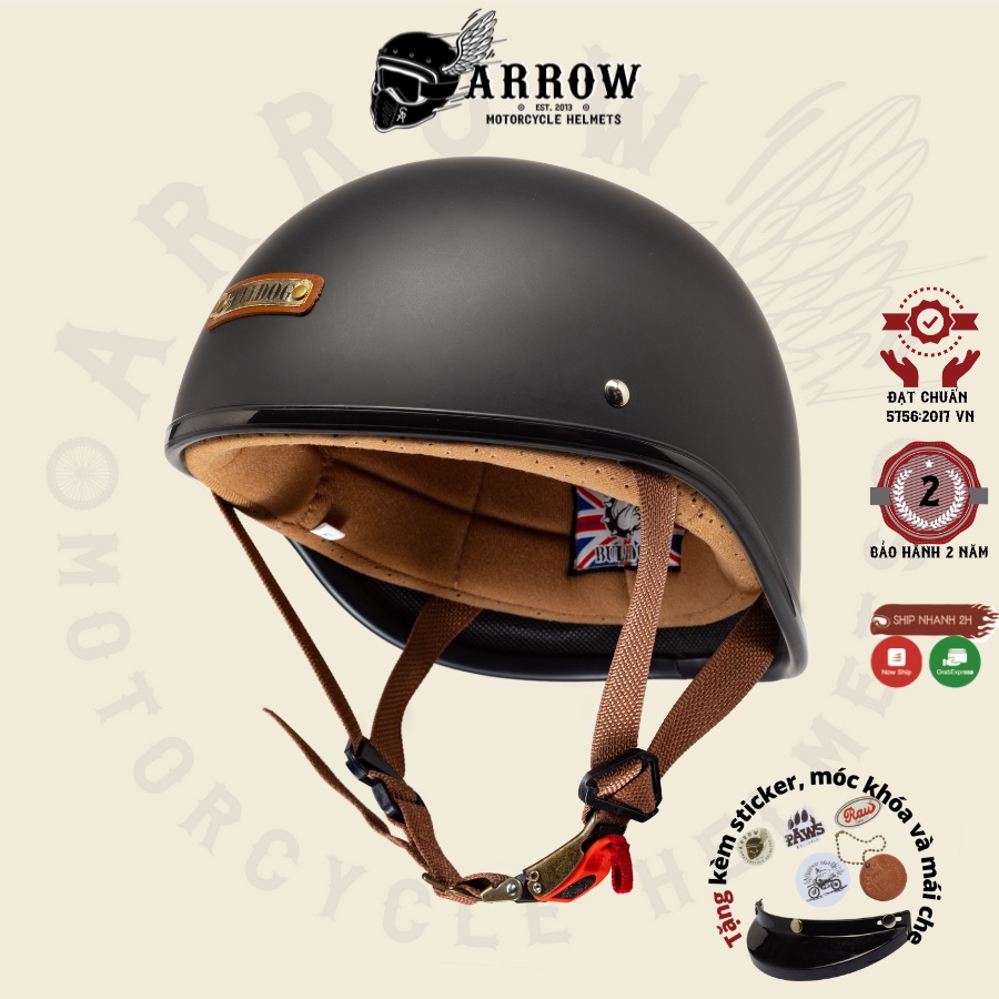 Mũ bảo hiểm nửa đầu Bulldog arrow shop Gangz nón bảo hiểm 1/2 đầu chất lượng cao