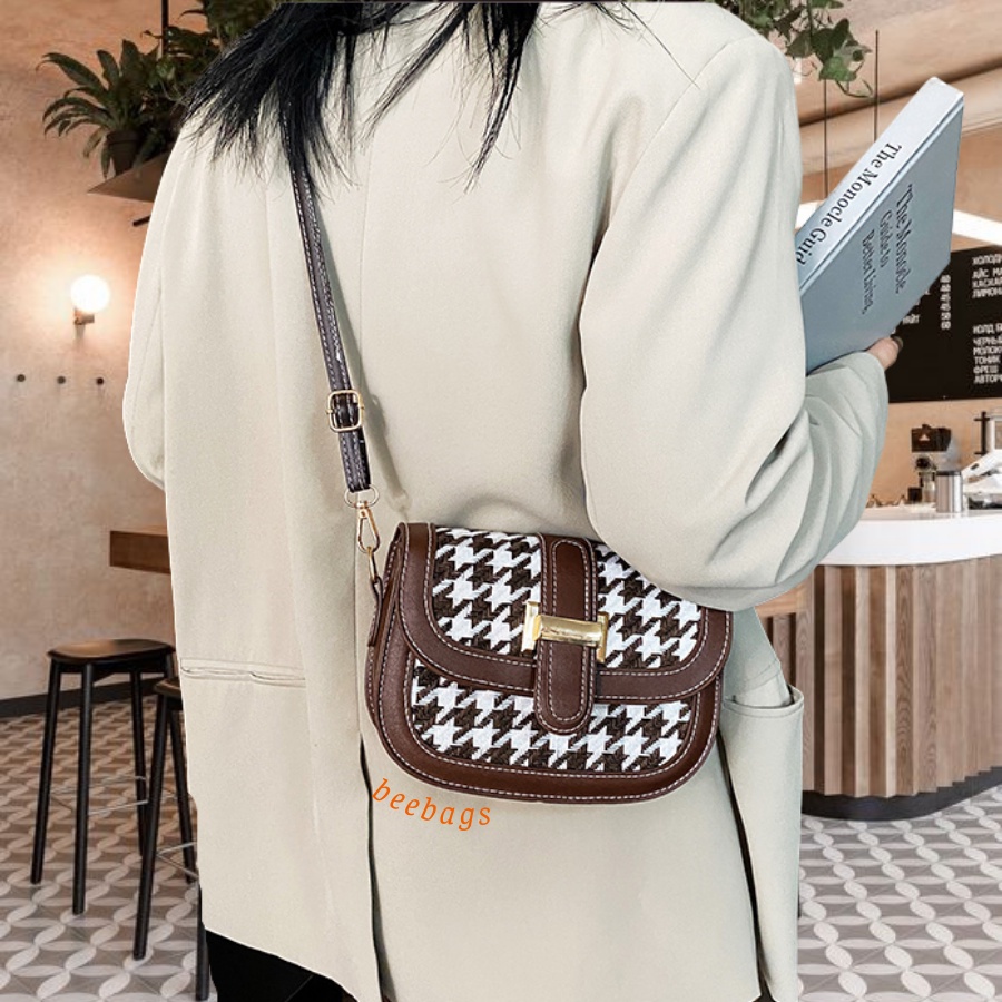 Túi Xách Da Nữ Thiết Kế Hoạ Tiết Houndstooth Sang Chảnh | TX01 | Túi Đeo Chéo Đi Chơi Đi Cafe Dễ Phối Đồ Sang Trọng