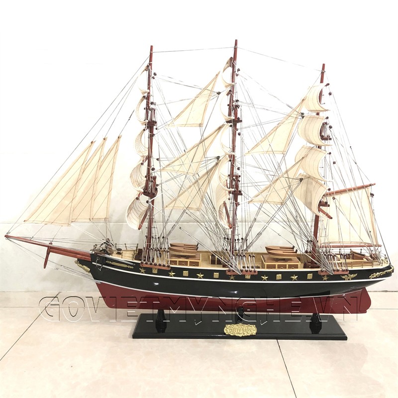 Mô Hình Thuyền Gỗ Chở Hàng Cutty Sark - Thân 80cm - Sơn Đỏ/Đen