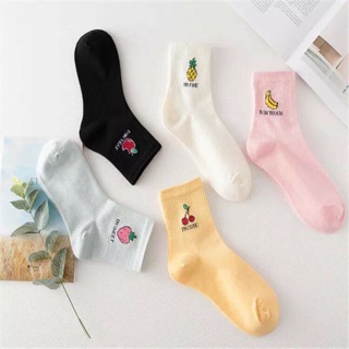 Tất hoa quả màu cổ cao