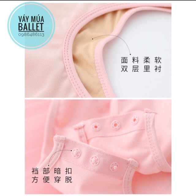 Ballet Váy múa phối voan dài tay màu nude