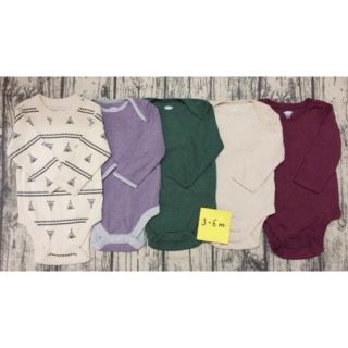 Set 5 Bodysuit dài tay cho bé từ 0-24m, xuất dư xịn, made in Cambodia