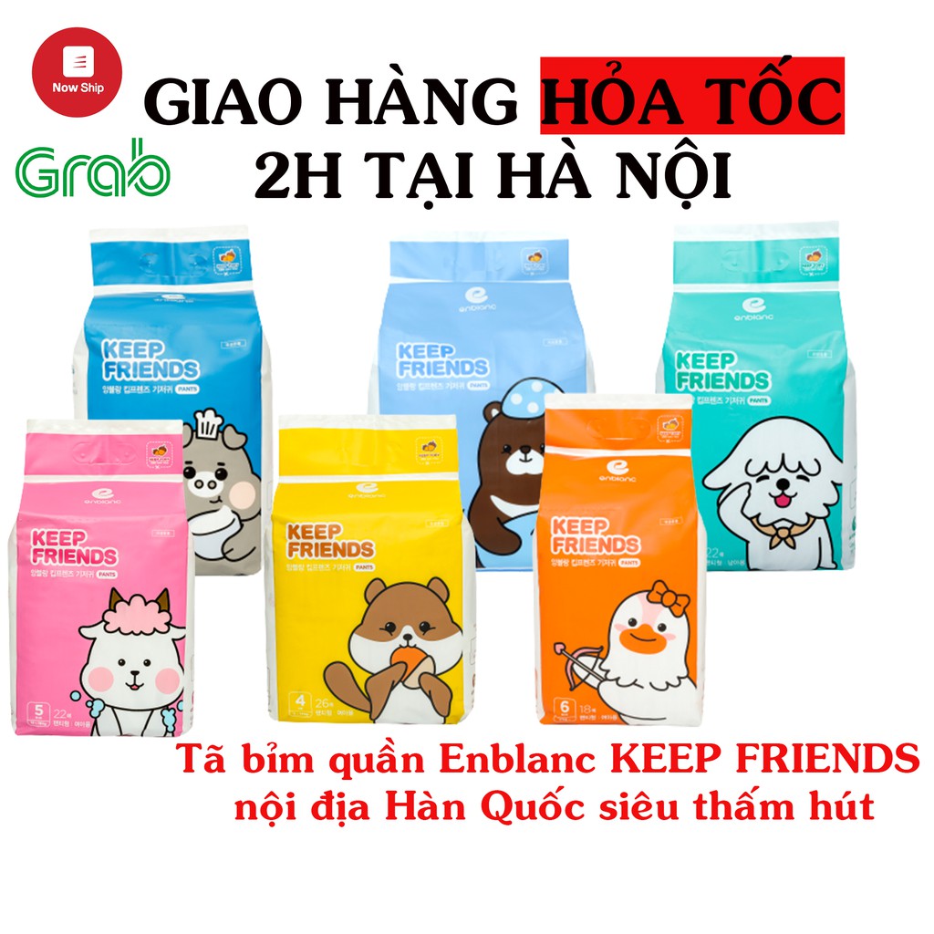 Tã bỉm quần Enblanc KEEP FRIENDS nội địa Hàn Quốc L26, XL22, XXL18 miếng siêu mỏng, siêu thấm hút