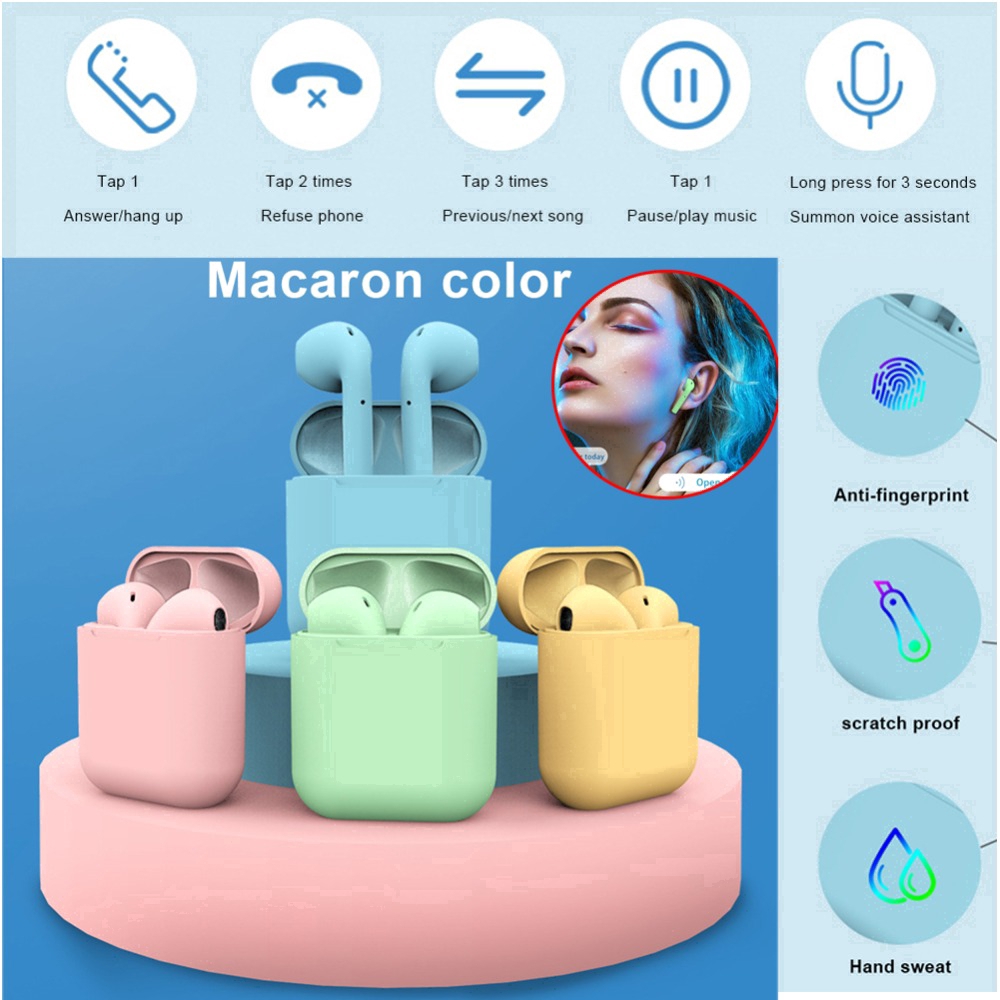 Inpods 12 TWS Wireless Earphone Bluetooth 5.0 HIFI Macaron Sport Earbuds Touch | BigBuy360 - bigbuy360.vn