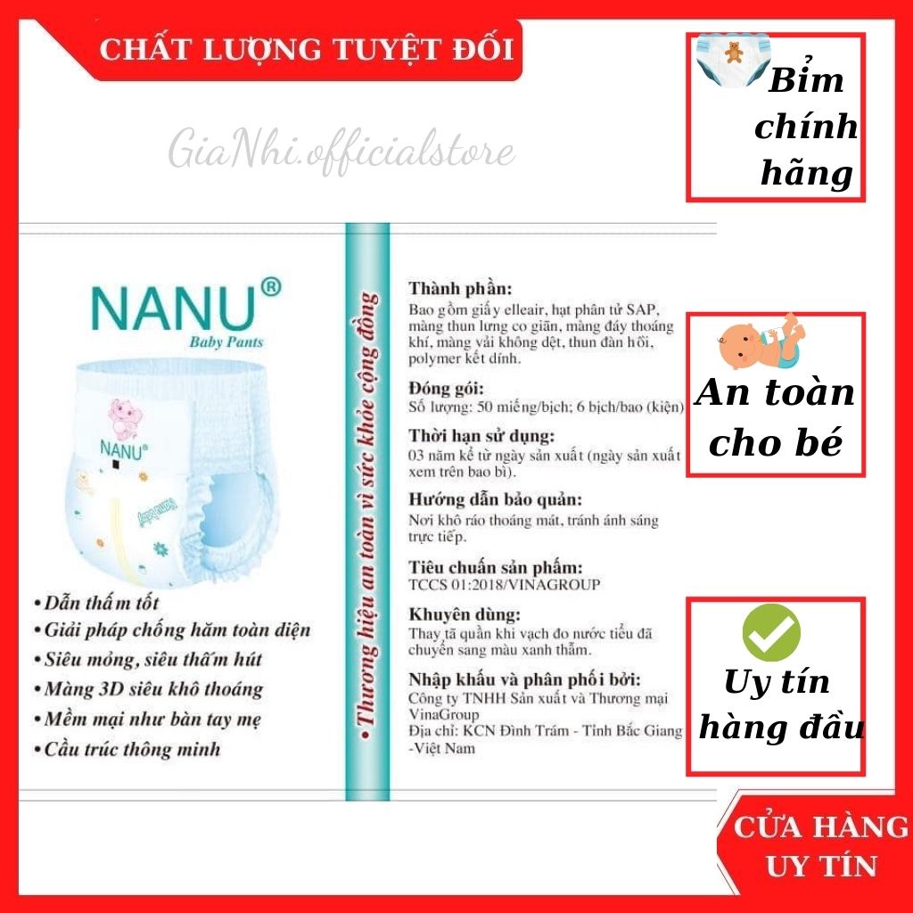 Tã Quần nanu baby M100/ L100/xl100/xxl100