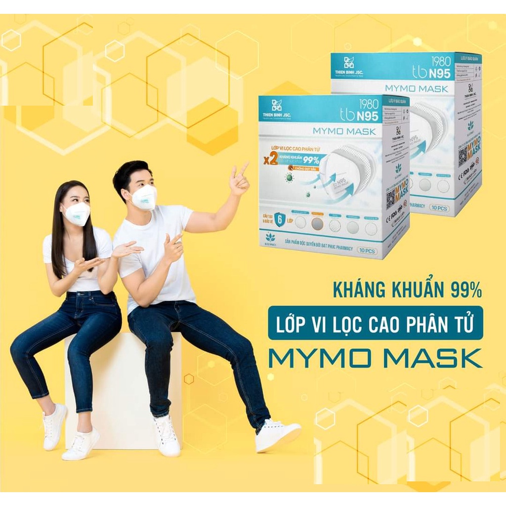 Khẩu Trang Y Tế N95 MYMO MASK X2 Kháng Khuẩn Diệt 99% Hộp 10 cái