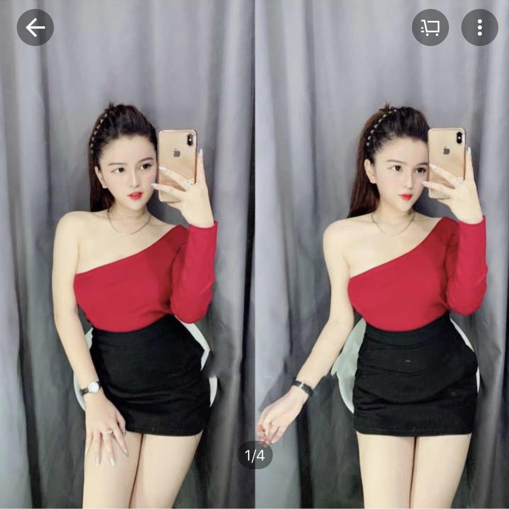 Áo lệch vai trơn tay dài hở 1 bên vai chất thun lụa mềm mịn cho bạn gái 😘 🔥