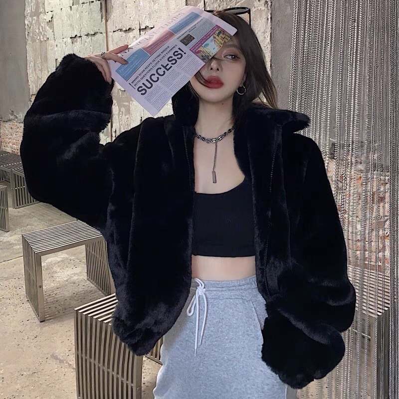 TKLIHN Áo khoác Lông ulzzang Croprop HOT FASHIONITA cá tính HOT TREND 2021 KÈM 2 ẢNH THẬT Ở CUỐI