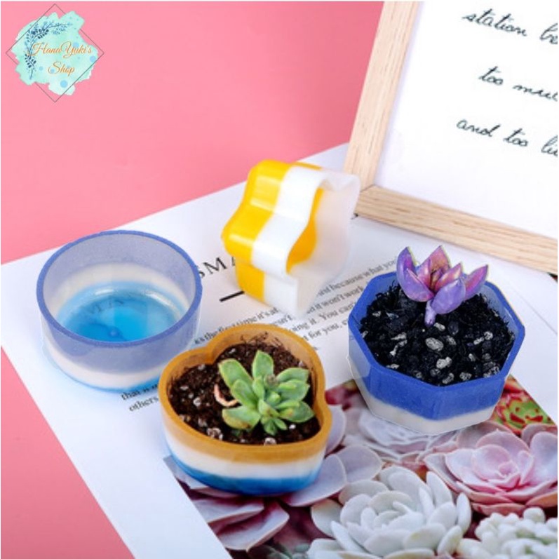 Khuôn silicone làm chậu cây/ đồ đựng hình tim, sò, ngôi sao trong thủ công Resin, nến, xi măng, jesmonite...