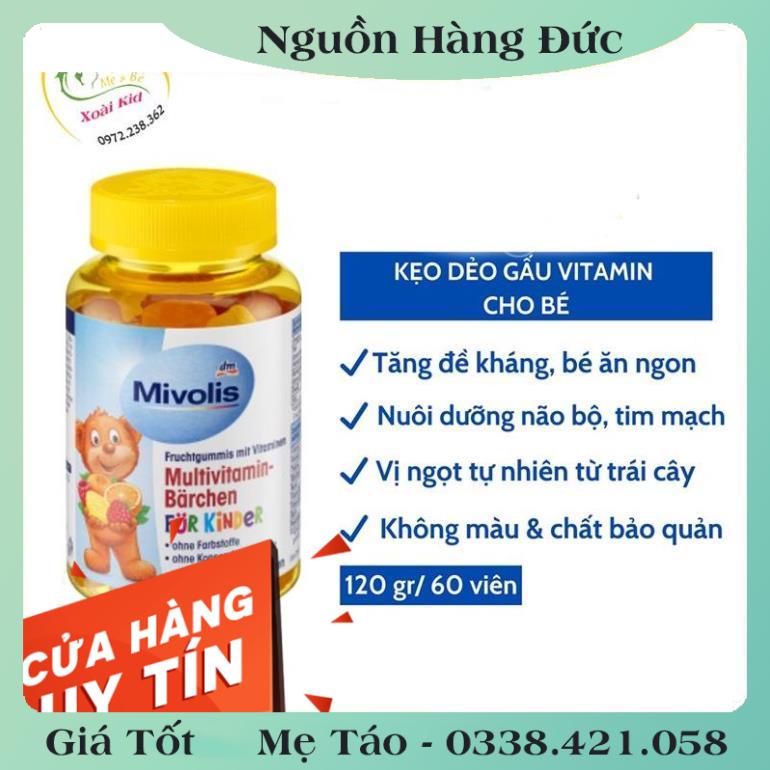 Kẹo Gấu Bổ Sung Vitamin Tổng Hợp Cho Trẻ Mivolis, Vị Trái Cây, 60 Viên - Nội Địa Đức Đủ Bill
