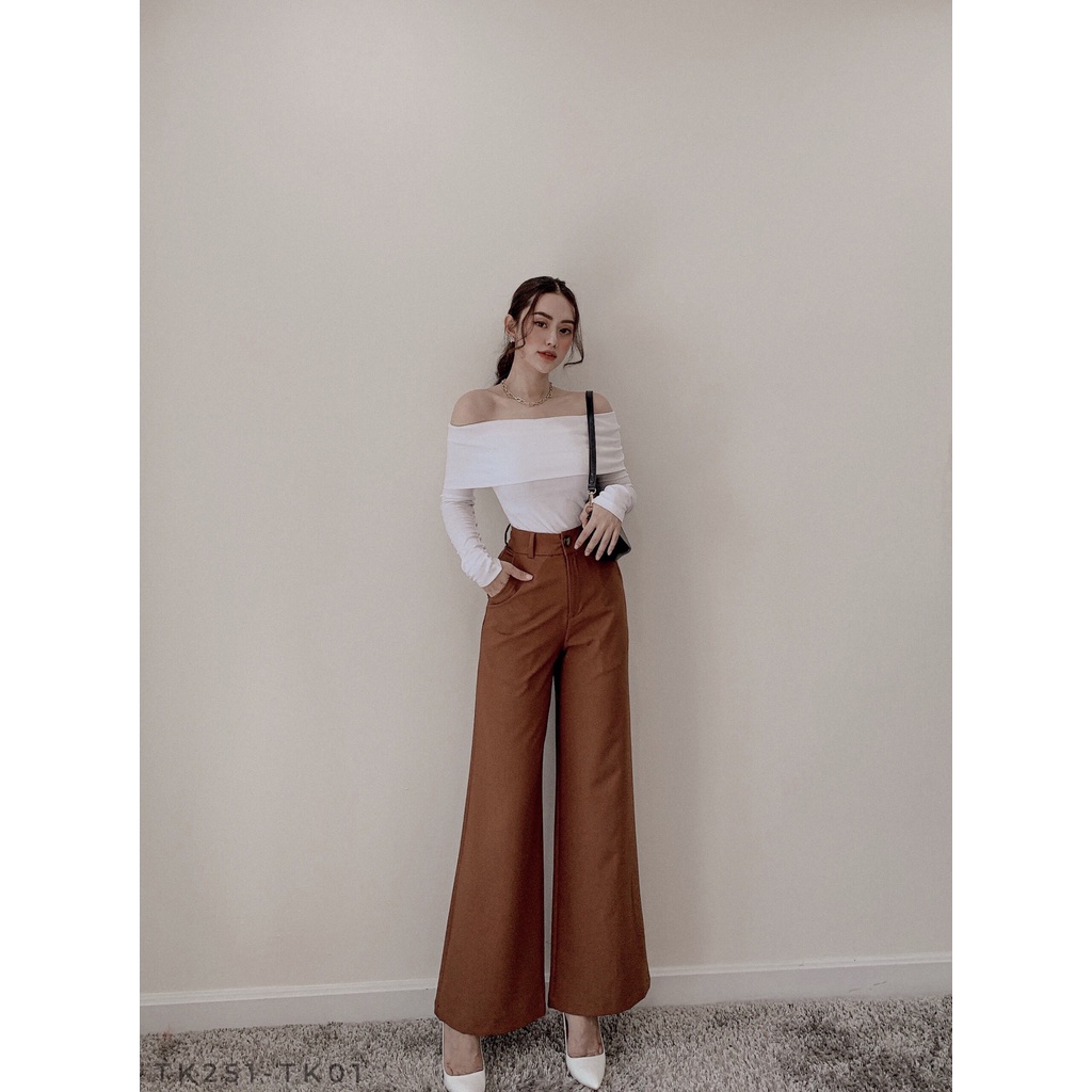 [Ảnh thật] Áo thun trễ vai tay dài chất borip xịn siêu co dãn