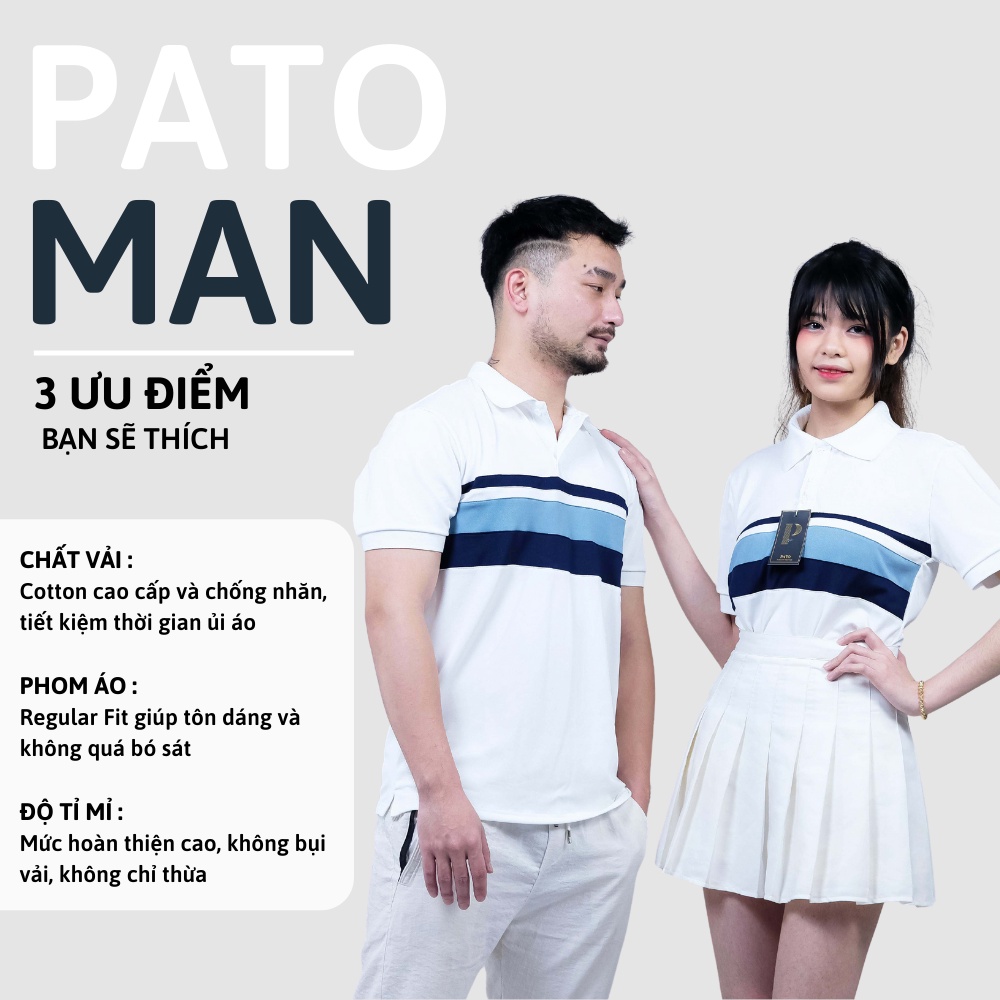 Áo polo nam nữ PATO áo thun kẻ ngang màu cực đẹp, chất cotton cá sấu phong cách đơn giản